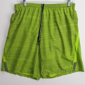 Nike Dri-FIT 2-in-1 Running Shorts Mens Large Volt Yellow Lined Training